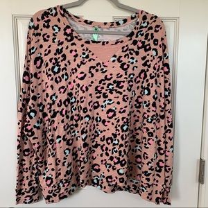 Honeydew Women’s Long Sleeve Super Soft Pullover Shirt Animal Print Size M